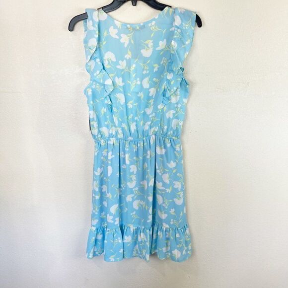 Collective Concepts Blue Floral Ruffle Print Mini Sundress - Picture 5 of 5